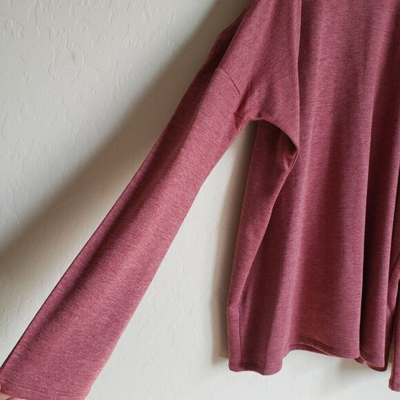 Pink Rose Cold Shoulder Long Sleeve Top Soft Knit Keyhole Back Women's Large NEW - Picture 6 of 10